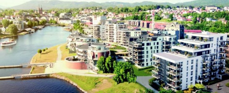 Betonmast skal bygge 69 leiligheter på Klosterøya Vest i Skien