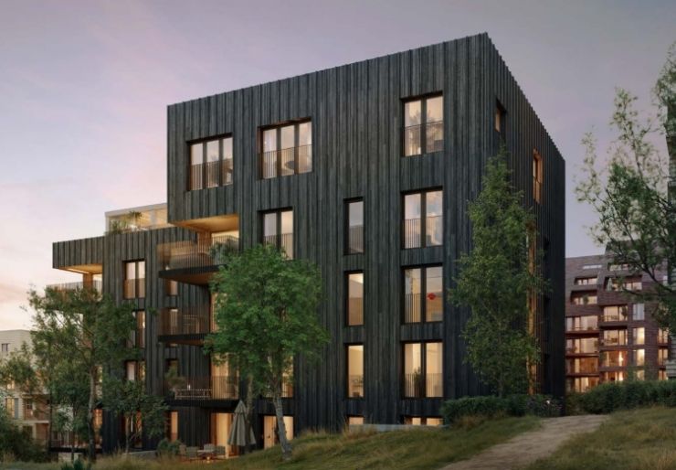 Fredensborg Bolig har gitt Veidekke oppdraget med å bygge infrastruktur og 62 leiligheter i to blokker i boligprosjektet Poulssons Kvarter på Fornebu i Bærum
