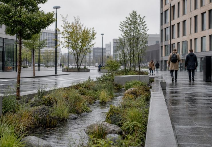  Lokal fordrøyning, åpne vannveier, blågrønne løsninger, grønne tak, regnbed eller smartere bruk av terreng og landskap kan løse mye overvann