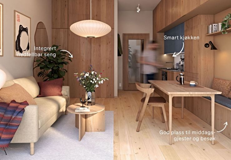 LINK Arkitektur utforsker boligkonseptet Bù – bo lite, lev stort. Ideen er kompakte private boliger kombinert med fellesfunksjoner som gjesterom, verksted, treningsrom og selskapslokale.